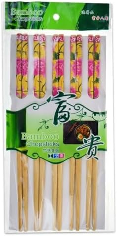 Alternative view of 5 Çift Doğal Bambu Chopstick Seti | Çiçek Desenli Uzak Doğu Yemek Çubuğu | Sushi, Noodle ve Ramen İçin Yeniden Kullanılabilir Ekolojik Çubuklar