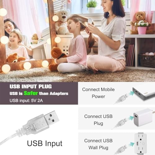 SENON Hollywood Tarzı Makyaj Aynası LED Işıkları 10 Ampul 3 Renk Tonu 10 Kademe Ayarlanabilir Parlaklık Yapıştırmalı Montaj Makyaj Ayması İçin 10 Led Lamba