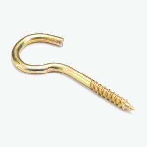 Piton Kanca Seti - [10 Adet] Paket, Vidalı Soru İşareti Askı, Ahşap ve Duvar İçin Metal Vidalı Kanca, Avize, Saksı ve Avadanlık Askısı, Sarı Çinko Kaplama (19x70)