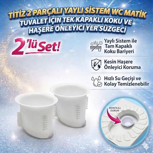 Alternative view of 2 Parçalı Yaylı Sistem WC Matik - Tuvalet İçin Tek Kapaklı Koku ve Haşere Önleyici Yer Süzgeci