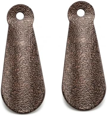 2'li Mini Metal Ayakkabı Çekeceği Seti (10 cm) - Bakır Eskitme Kaplama Cep ve Cüzdan Tipi Portatif Kerata Takımı