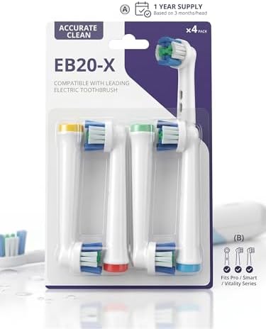 EB20-X Elektrikli Diş Fırçası Yedek Başlığı, Oral-B ile Uyumlu, Precision Clean Derin Temizlik, 4'lü Paket