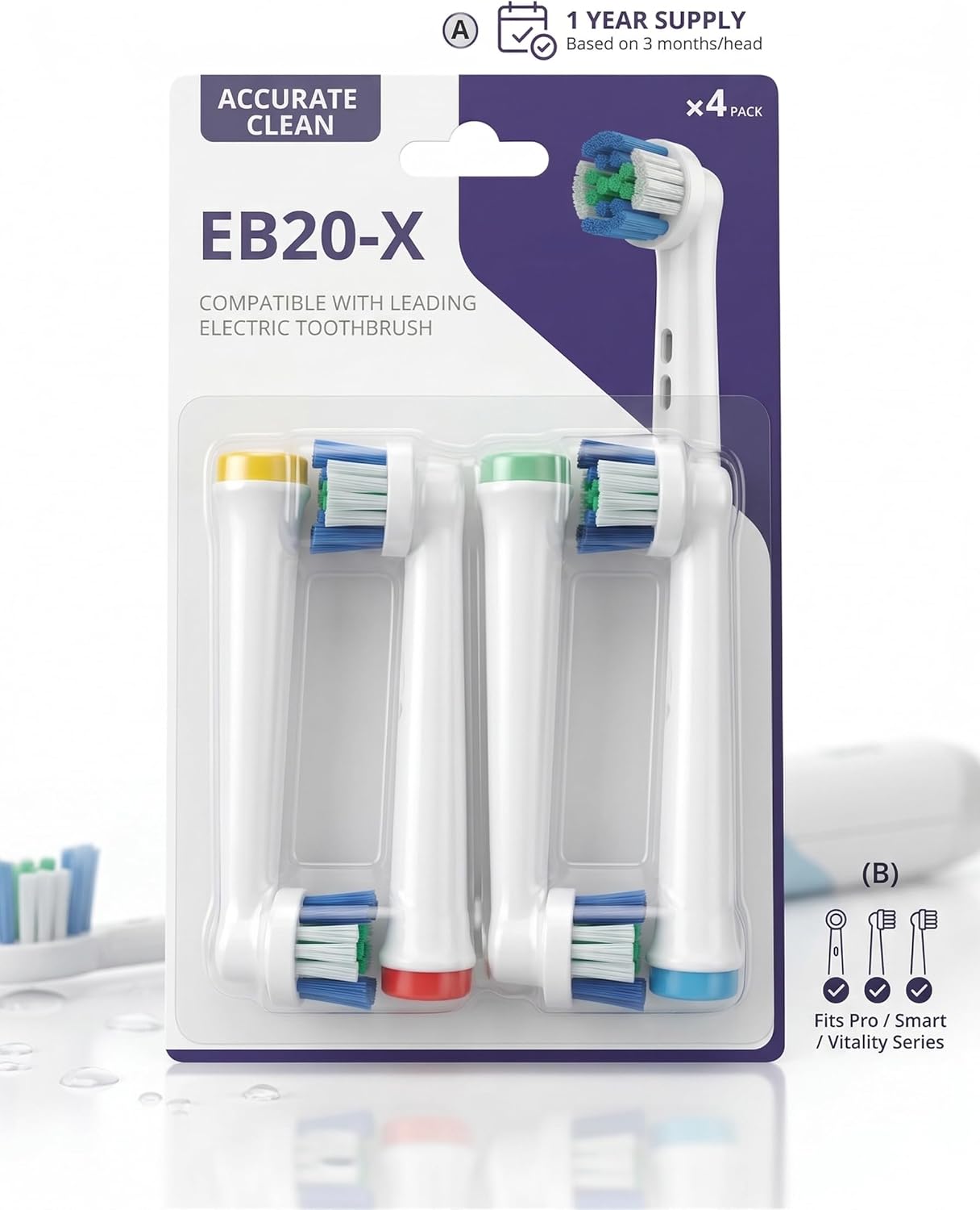 Alternative view of EB20-X Elektrikli Diş Fırçası Yedek Başlığı, Oral-B ile Uyumlu, Precision Clean Derin Temizlik, 4'lü Paket