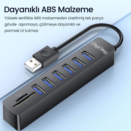 Alternative view of USB 2.0 SD MicroSD Kart Okuyucu ve 6 Port USB Çoklayıcı Hub