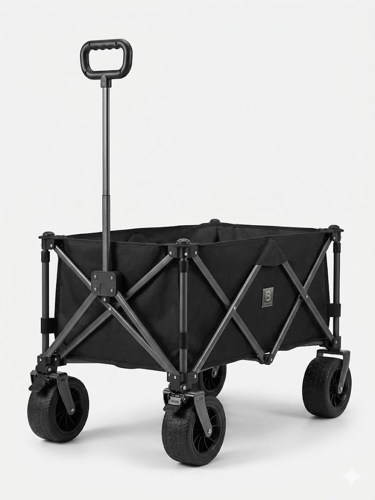 Alternative view of Katlanabilir Pazar Arabası, 100 Kg Taşıma Kapasitesi, Sağlam Çelik Gövde, Kumaş, Su Geçirmez Tasarım, 360 Derece Manevralı Tekerlek, Kamp, Plaj, Pazar, Market İçin Taşıma Arabası