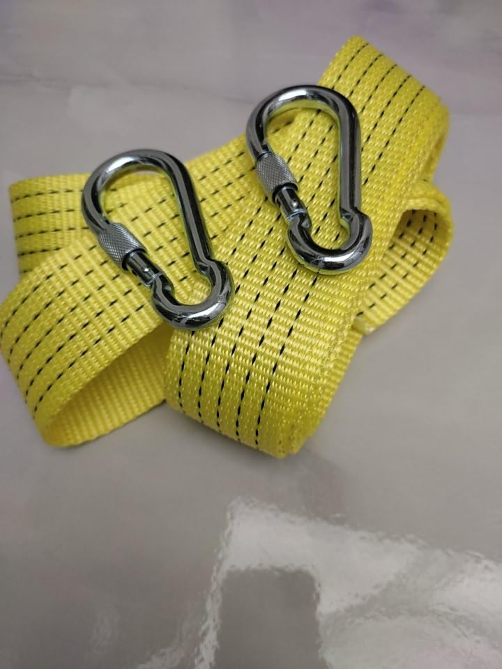 Çeki Halatı 3 Ton 3 M (ÇEKME HALATI) Kumaş 10 MM VİDALI METAL ÇENGELLİ Karabinalı, Turuncu KUMAŞ Çeki Halatı, 5 Cm genişlik 2mm, yüksek Dayanıklı, Çelik Uçlu Araba Çekme, oto çeki