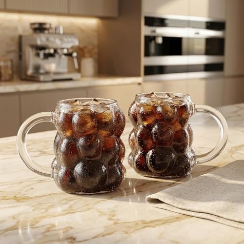 Alternative view of Boncuk Desenli Borosilikat Cam Bardak, 350 Ml Geniş Kapasite, Dayanıklı Yapı, Bulaşık Makinesinde Yıkanabilir, Ev Ofis Restoran İçin Uygun Kulplu Kahve Espresso Sunum Bardağı