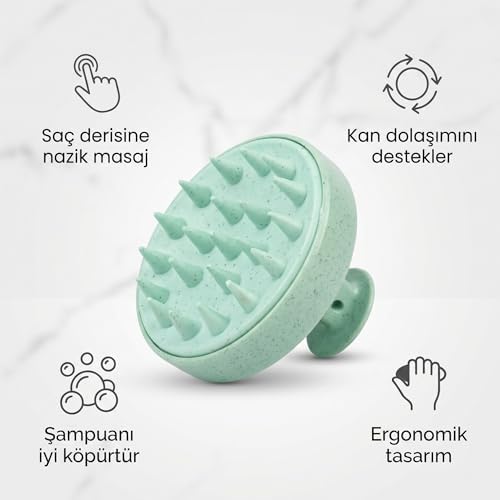 Shopexxtra Saç Masaj Fırçası, Yumuşak Silikon Şampuan Tarağı ve Duş Fırçası, Saç Derisi Peeling, Kepek ve Dökülme Karşıtı Yıkama Aleti, Tırnak Koruyucu Ergonomik Kafa Derisi Bakım Fırçası (Mavi)
