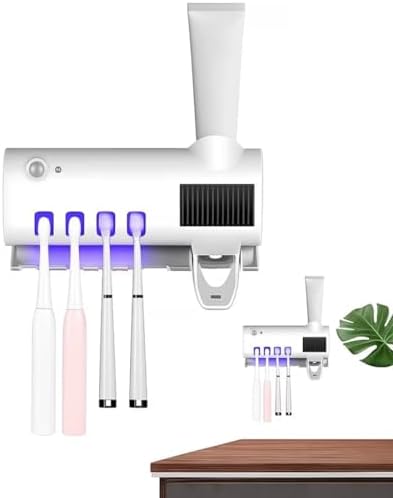 Alternative view of Akıllı UV Sterilizasyonlu Diş Fırçası Tutucu ve Otomatik Diş Macunu Dispenseri – Sensörlü Çalışma, Güneş Enerjili Şarj, Duvara Monte, Çoklu Fırça Kapasiteli, Hijyenik Kurutma Özellikli Modern Banyo Or