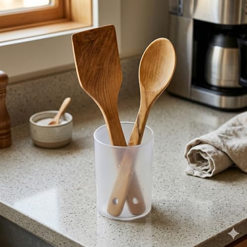 Alternative view of Doğal Ahşap Servis Kaşığı - 30 cm Şimşir Mutfak Kaşığı, Yemek Servis ve Pişirme Gereci, Çizmez Şık Tasarım El Yapımı Kaşık, Asılabilir