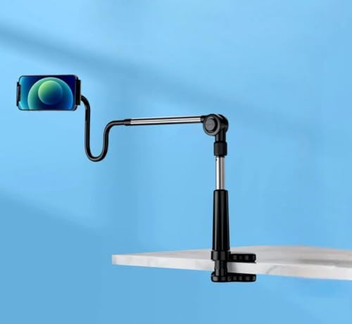 Alternative view of Profesyonel Ayarlanabilir LED Işıklı Uzun Kollu Alüminyum Masaüstü 14.6 inç Kadar Uyumlu iPad ile Uyumlu Tablet Stant ve Tutucu | Cantilever Kol Tasarım, 360° Döner (L365 - Siyah)