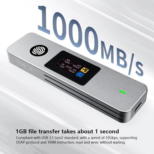 Alternative view of Parmak İzi Şifreleme Özellikli M.2 SSD Kutusu Type-C Alüminyum Harici SSD Enclosure 2230 2242 2280 Uyumlu 1000MB/s Hız Silikon Kılıflı Veri Depolama Kutusu ITH18-U124, Gri