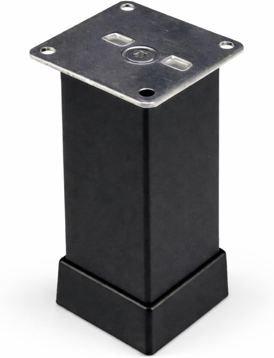 Alternative view of Metal Kare Mobilya Ayağı, Siyah, 40mm x 40mm, Yükseklik Ayarlı, Dolap ve Koltuk için, 4 Adet (12 cm)