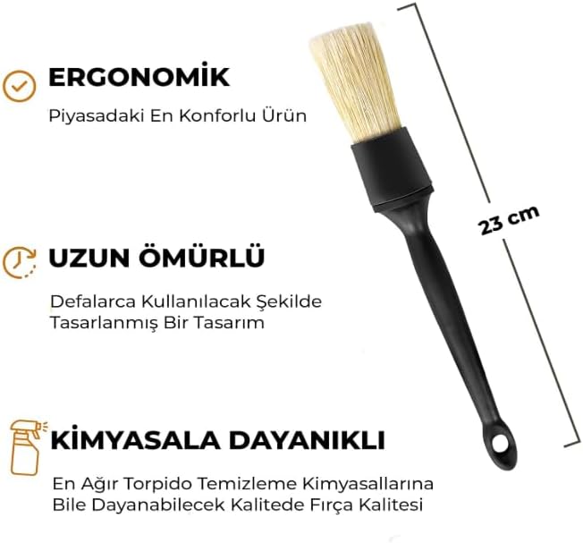 Oto Detay Temizlik Fırçası – Araba Klima Temizleme Fırçası, Araç İç Temizlik Fırçası, Yumuşak Doğal Kıl, Çizmez Detailing Brush, Havalandırma & Konsol Temizleme Fırçası