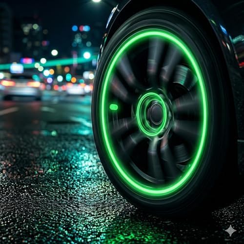 Alternative view of Karanlıkta Parlayan Fosforlu Sibop Kapağı Seti, Evrensel Araba Motosiklet Bisiklet Uyumlu Su Geçirmez Neon Lastik Valf Aksesuarı (4 ADET)