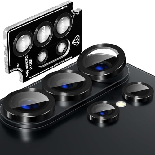 Galaxy S26 Ultra için Kolay Kurulum Aparatlı Kamera Lens Koruyucu 9H Temperli Cam HD Görüntü Darbelere Karşı S26 Ultra Koruyucu Alüminyum Alaşım Çerçeve S26 Ultra Kamera Koruma (Siyah)