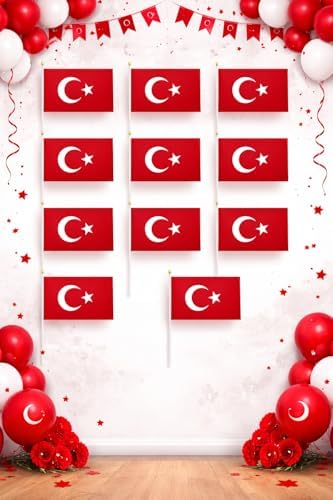 Alternative view of 23 Nisan Süsleri 23 Nisan Hediyeleri 10 Adet Çıtalı Bayrak Orta Boy