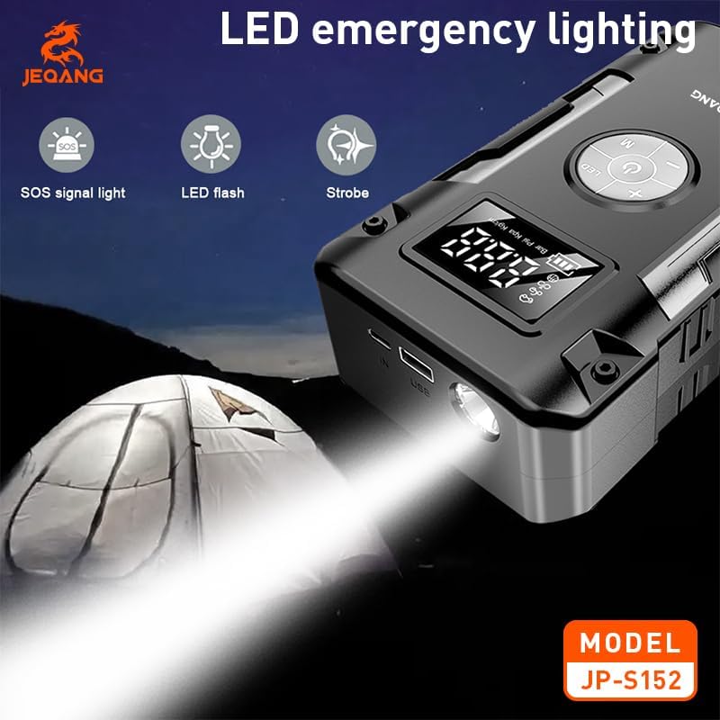Alternative view of Araç Akü Takviye Cihazı Çok Fonksiyonlu Acil Çalıştırma Cihazı, Lastik Şişirme Kompresörü, 8000mAh 29.6Wh Powerbank, LED Işıklı, 5V/2A Giriş Çıkış, Benzinli Dizel Araç İçin | JP-S152