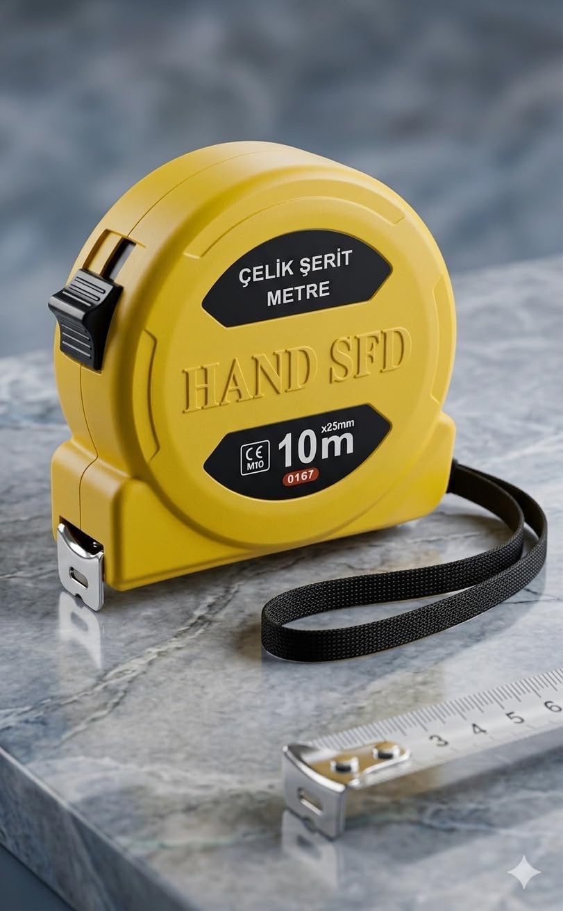 Alternative view of Hand Sfd Çelik Şerit Metre, 10m x 25mm, Sarı, Mavi ve Kırmızı Renk Seçenekleri, Ölçüm Aleti (SARI)