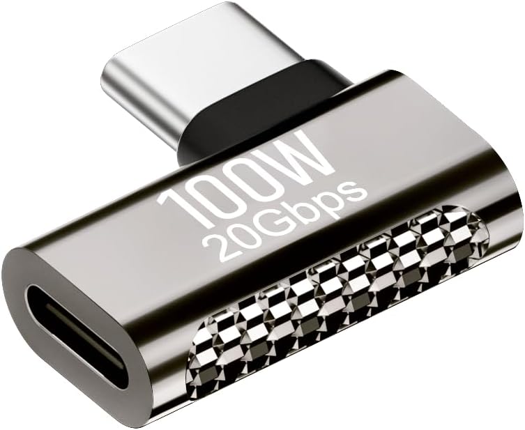 100W USB-C 90 Derece L Tipi Adaptör - 20Gbps Veri Aktarımı, 8K Ultra HD Görüntü Destekli, Dönüştürücü OTGA