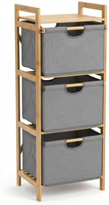 Doğal Bambu 3 Katlı Organizer Raf 43x33x98 cm - Çok Amaçlı Banyo Mutfak ve Balkon Düzenleyici