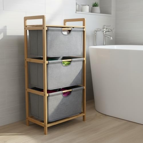 Alternative view of Doğal Bambu 3 Katlı Organizer Raf 43x33x98 cm - Çok Amaçlı Banyo Mutfak ve Balkon Düzenleyici
