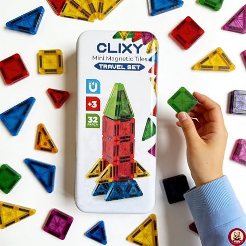Alternative view of Manyetik Yapı Blokları - 32 Parça Seyahat Tipi Mini Bloklar Metal Saklama Kutulu Çanta Boy Renkli