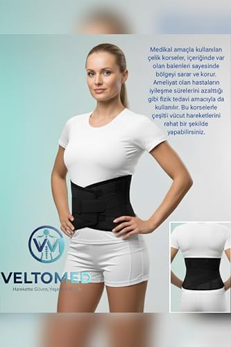 Alternative view of Veltomed Siyah Çelik Balenli Lumbostad 26CM Korse, Ortopedik Korse, Bel Korsesi, Skolyoz, Fıtık, Lomber Disk, Fıtık, Kireçlenme, Karın Destek STANDART beden
