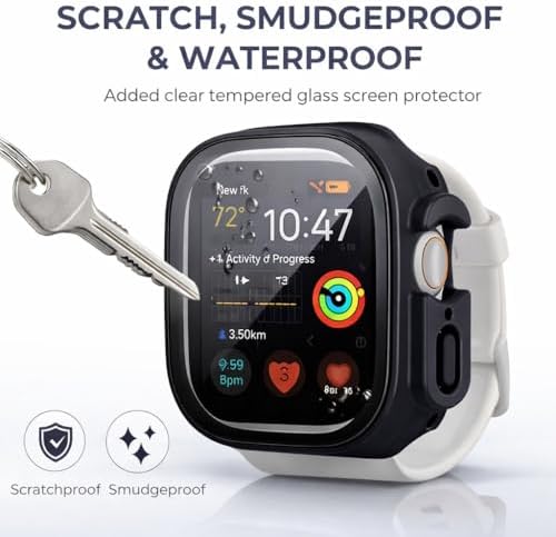 Alternative view of Ultra ile Uyumlu 49mm ile uyumlu PC Çerçeve Tam Koruyucu Kılıf, Ultra için 49mm Köşeleri Kapatan Koruyucu Siyah (Önü Kapalı)