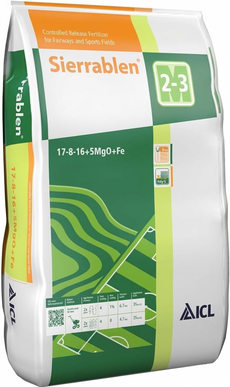 Sierrablen 17-8-16+5MgO+Fe Kontrollü Salınımlı Çim Gübresi 2-3 Ay 25 KG