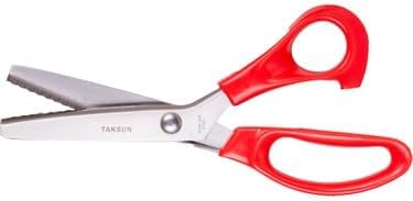 23 cm Profesyonel Zigzag - Paslanmaz Çelik Sürfile Makası - Kumaş Kenarı Atmasını Önleyen Dekoratif Kesim Terzi Makası - Hobi, El Sanatları ve Deri Kesim İçin 9 İnç Keskin Dişli