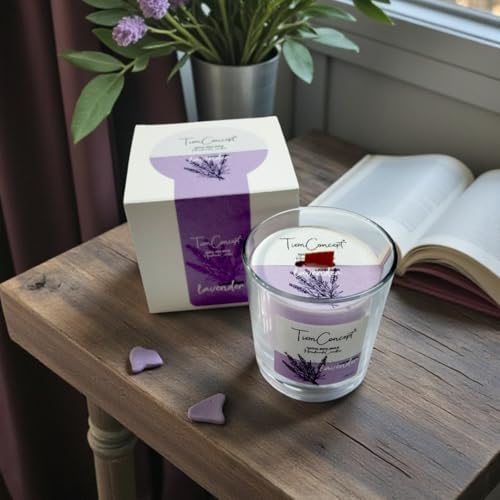Kokulu Mum - 150 gr Ahşap Fitilli Kokulu Mum |%100 Doğal Soya Mumu | Özel Hediye Kutulu | Parafinsiz Saf Soya Wax (Lavanta)