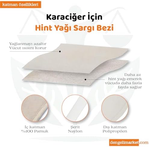 HİNT YAĞI SARGI BEZİ 2'Lİ SET: ÜST BATIN (KARACİĞER) VE ALT BATIN (PELVİK) SARGI BEZİ, Pamuklu, Çoklu Kullanım,% 100 Sızdırmaz + 100 ML HİNT YAĞI (HEKZANSIZ)