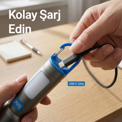 Alternative view of Bix BX1010FL Max 500 Lümen ve 500 Metreye Kadar Menzilli USB-C Şarj Edilebilir Kamp, Yürüyüş, Tamir, Güvenlik, Acil Durumlar İçin 10W LED El Feneri