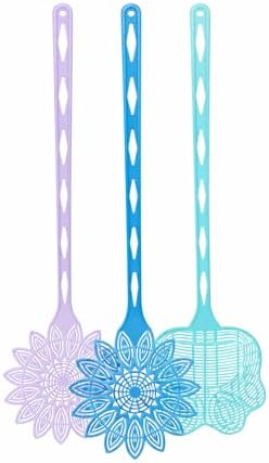 Alternative view of Genel Plastik Sinek RAKETİ 3'lü Set, Mor, Mavi ve Turkuaz, Çiçek Desenli, Ergonomik Uzun Saplı, 45 cm