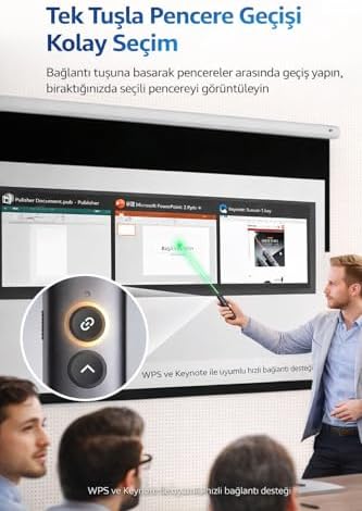 Alternative view of HP SS10pro Kablosuz Sunum Kumandası 2.4G USB Type-C Alıcı Laser Pointer Şarjlı Batarya Slayt Kontrol Presentation Clicker | SS10pro