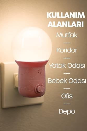2li Gece Lambası Kubbe Tip 2 MOD Sarı-Beyaz Işık Koridor Hol Işığı Uyuma Işığı Pembe+Turkuaz GC11