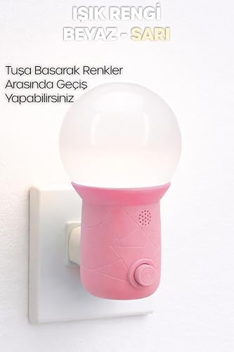 Alternative view of 2li Gece Lambası Kubbe Tip 2 MOD Sarı-Beyaz Işık Koridor Hol Işığı Uyuma Işığı Pembe+Turkuaz GC11