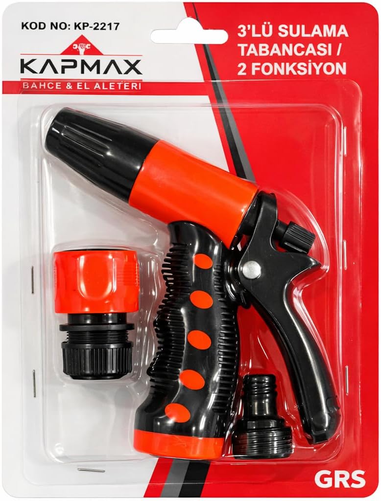 Alternative view of Kapmax Sulama Tabancası Seti, 2 Fonksiyonlu, Hortum Bağlantı Aparatı Dahil, Bahçe Sulama, 3'lü Set