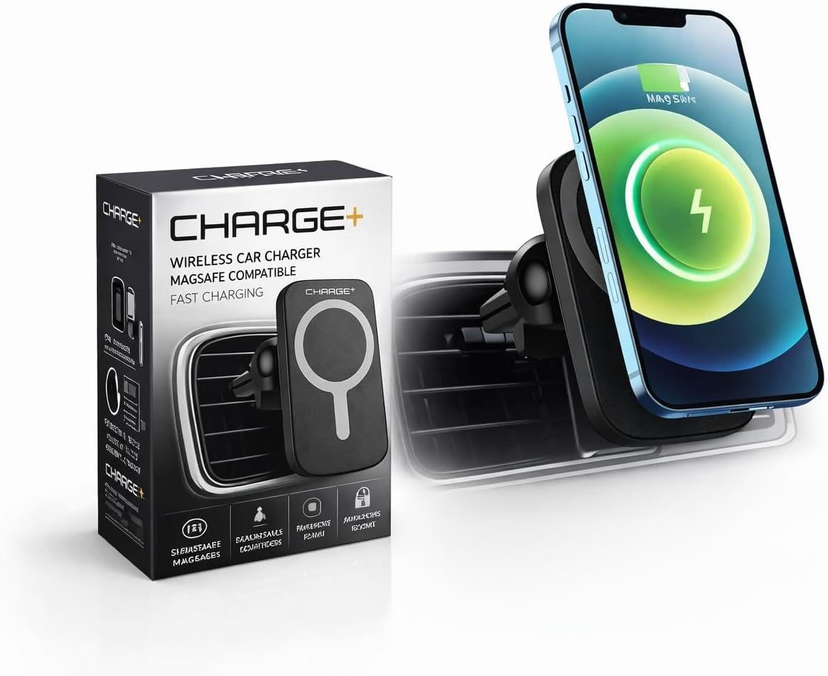 Charge+ MagSafe Araç İçi Kablosuz Şarj Cihazı 15W Hızlı Şarj Manyetik Telefon Tutucu USB-C Uyumlu 15 14 13 12