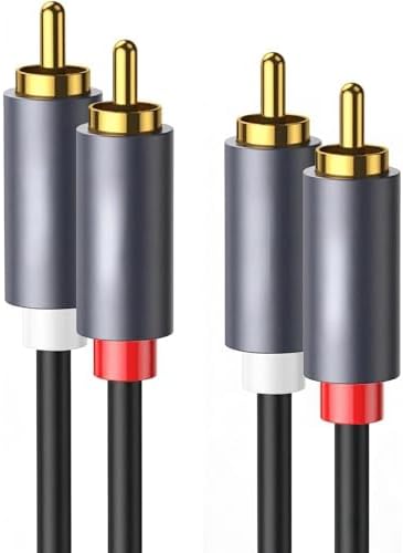 Ses Kablosu Altın Uçlu Yüksek Ses Kalitesi AUX 3.5mm RCA Kablo Subwoofer Amfi TV Ses Sistemi ile Uyumlu Dayanıklı PVC, Audio Kablo, Siyah (0.5metre)