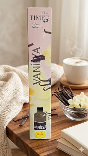 Time 24 Vanilya Oda Kokusu 55 ml - Dekoratif Cam Şişe Bambu Çubuklu Oda Parfümü - Tatlı ve Esintili Uzun Süreli Ev ve Ofis Kokusu