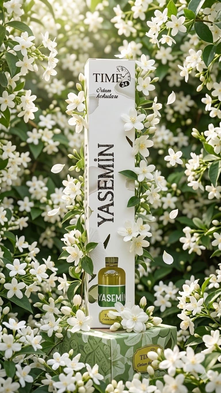 Time 24 Yasemin Oda Kokusu 55 ml - Dekoratif Cam Şişe Bambu Çubuklu Oda Parfümü - Rahatlatıcı Çiçeksi Esintili Uzun Süreli Ev ve Ofis Kokusu