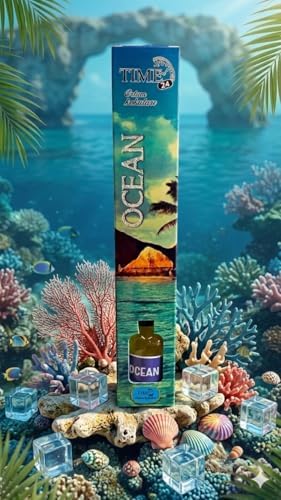 Time 24 Ocean Oda Kokusu 55 ml - Dekoratif Cam Şişe Bambu Çubuklu Oda Parfümü - Ferah Okyanus Esintili Uzun Süreli Ev ve Ofis Kokusu