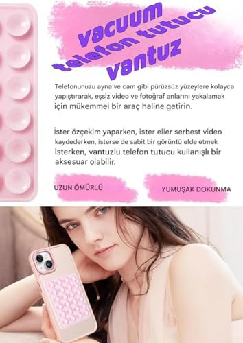 Alternative view of & AKSESUAR Vakumlu Silikon Telefon Tutucu – Güçlü Vantuzlu Ayna & Duş Telefon Standı, TikTok Video Çekim Aparatı, Suya Dayanıklı, Kaymaz, Tüm Telefonlarla Uyumlu (Turuncu)