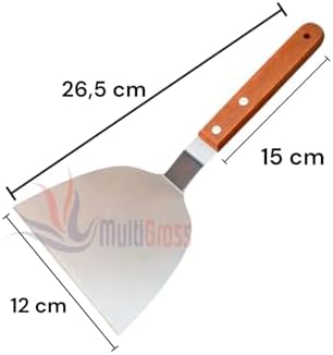 Ahşap Saplı Paslanmaz Çelik Spatula, Metalik