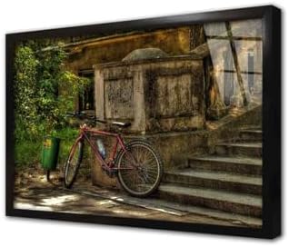 Tablosan Merdiven Dibinde Duran Bisiklet Çerçeveli Cam Tablo 20x30 cm CA01226
