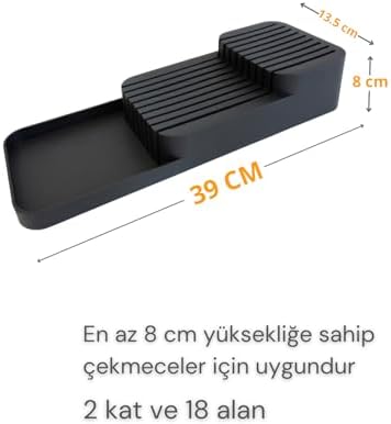 Beylini 18'li Bıçak Standı Bıçaklık Tezgah Üstü Çekmece İçi Mutfak Düzenleyici Organizer Bıçak Düzenleyici
