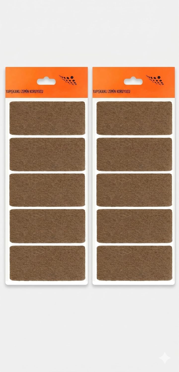Dikdörtgen Yapışkanlı Mobilya Altlığı (2 Plaka x 5 Adet) - 9x4.5 cm Kesilebilir Ağır Eşya ve Koltuk Koruyucu Ped