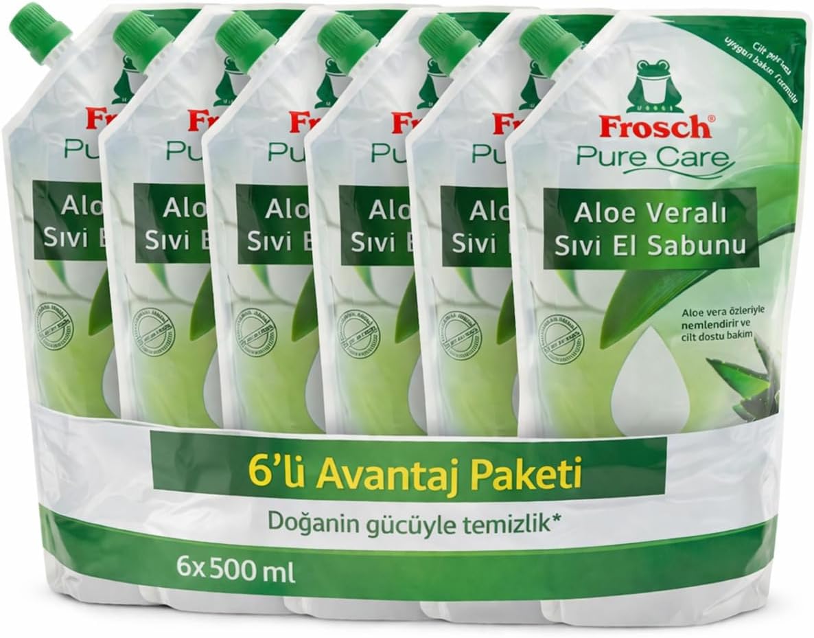Frosch Aloe vera Sıvı El Sabunu 500 ml x6 Avantaj Paketi – Nemlendirici Hassas Cilt Bakımı